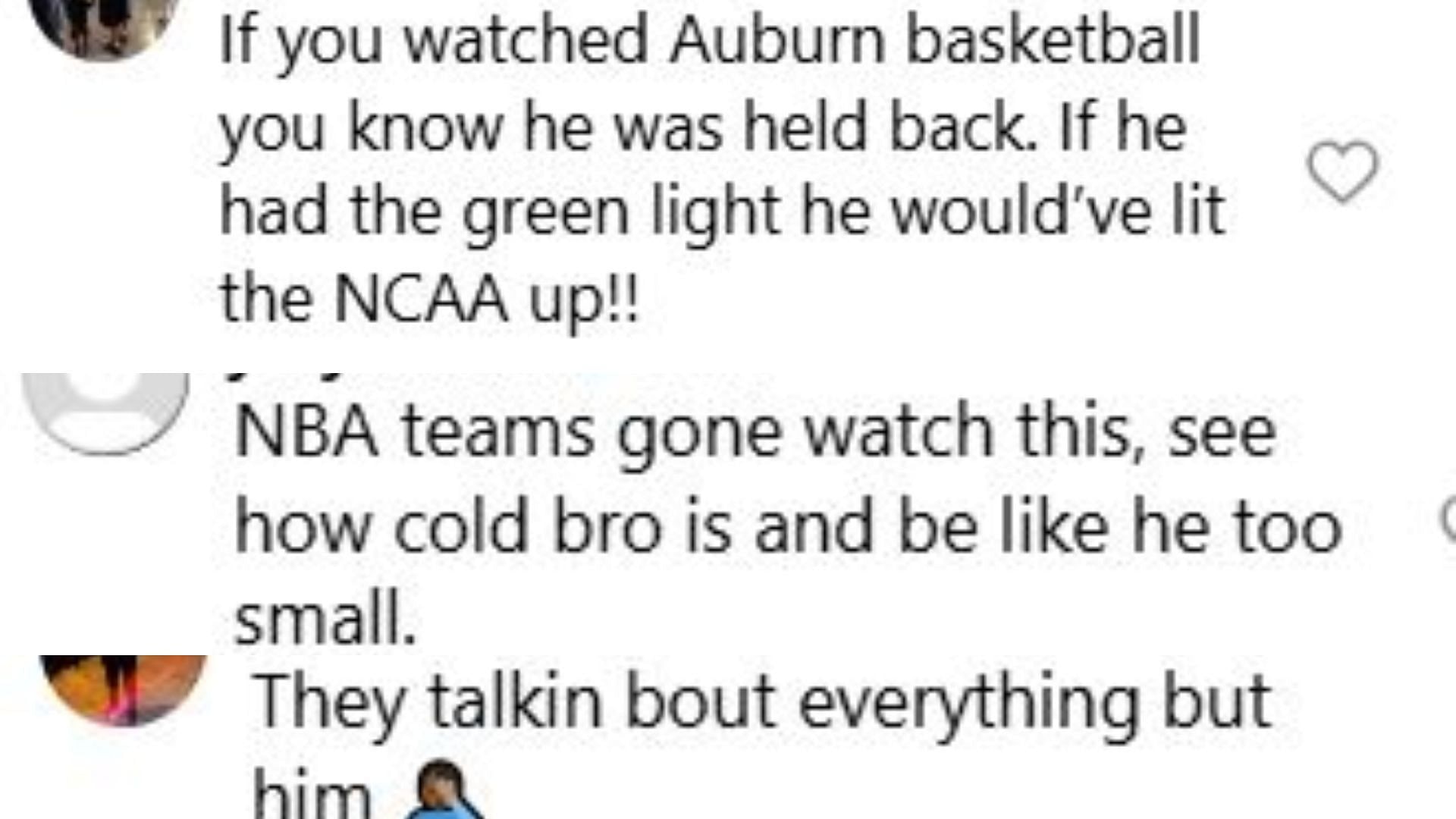 College hoops fans react as Tahaad Pettiford impresses in NBA draft combine scrimmage. Credit: IG/@br_hoops and auburnmbb